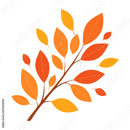 Autumn leaves on a branch, flat design