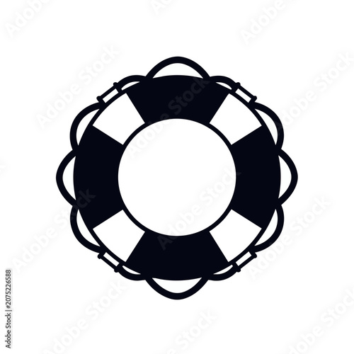 Black and white lifebuoy icon vector