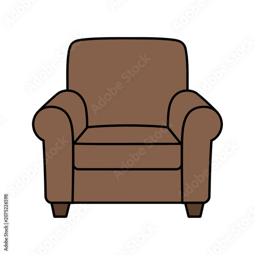 Brown Armchair Flat Vector Illustration