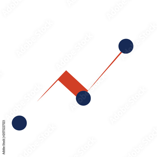 Flat vector line graph with data points and trend line