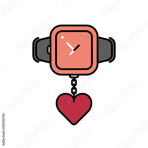 Flat vector smartwatch with heart pendant charm