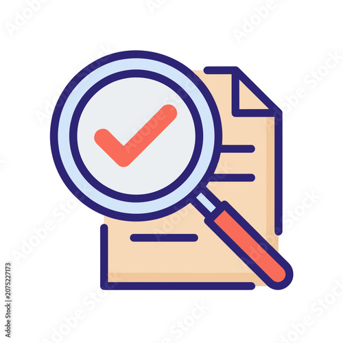 Magnifying Glass with Checkmark Over Document Icon