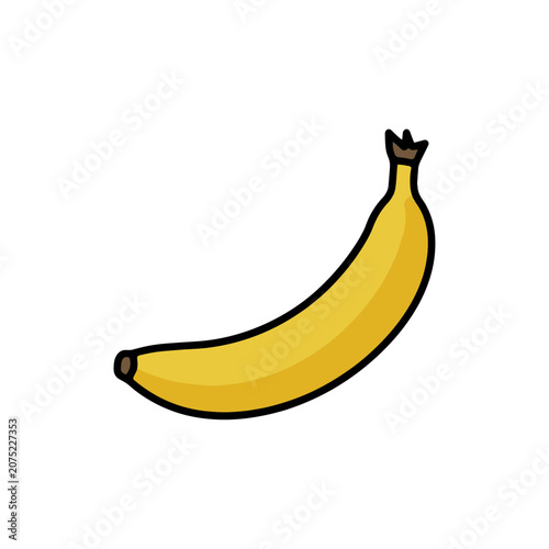 Yellow banana flat vector illustration