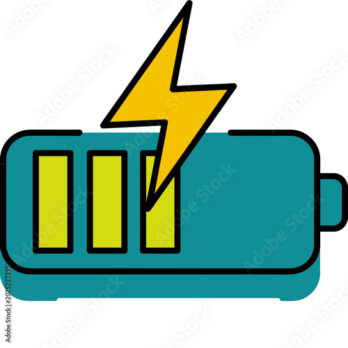 Battery charging icon with lightning bolt