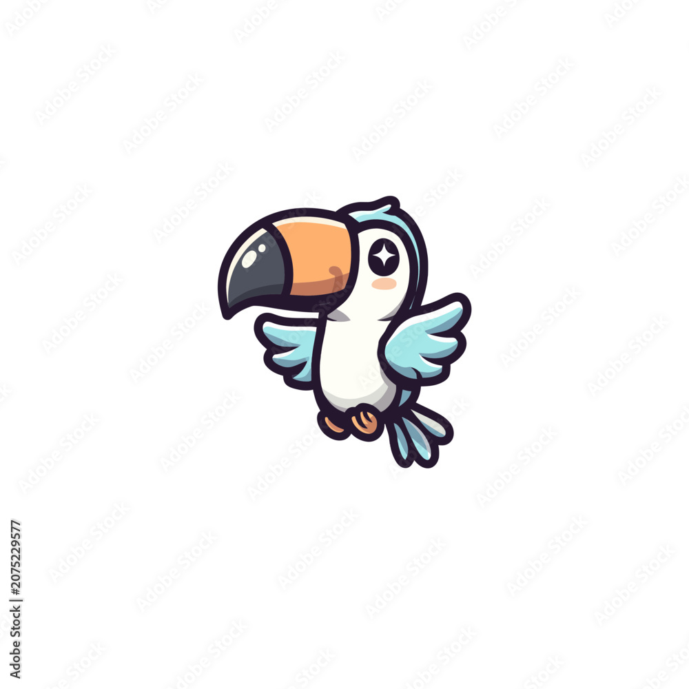 Obraz premium Cute cartoon toucan bird vector illustration