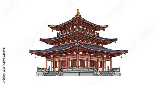 Obraz na plátne Traditional pagoda architecture with ornate wooden details