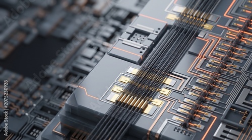 Premium carbon nanotube transistor logic core 3D illustration with copy space