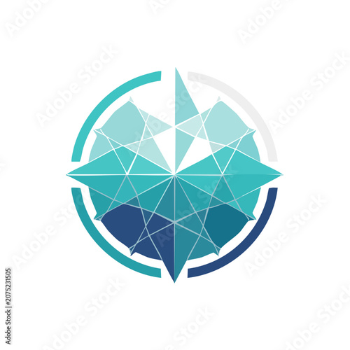 Low Poly Geometric Snowflake Vector