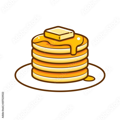 Stack of pancakes with butter and syrup vector illustration