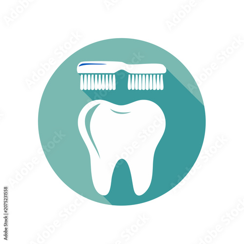 Tooth and Toothbrush Flat Icon