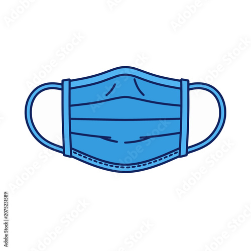 Blue surgical mask flat vector illustration