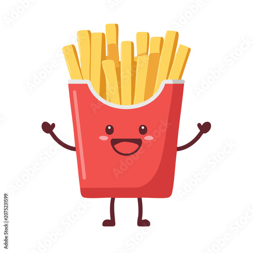 Cartoon French Fries Character in Red Carton