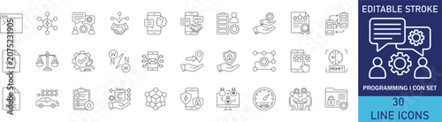 Fotografie Software programming and web development line icon set