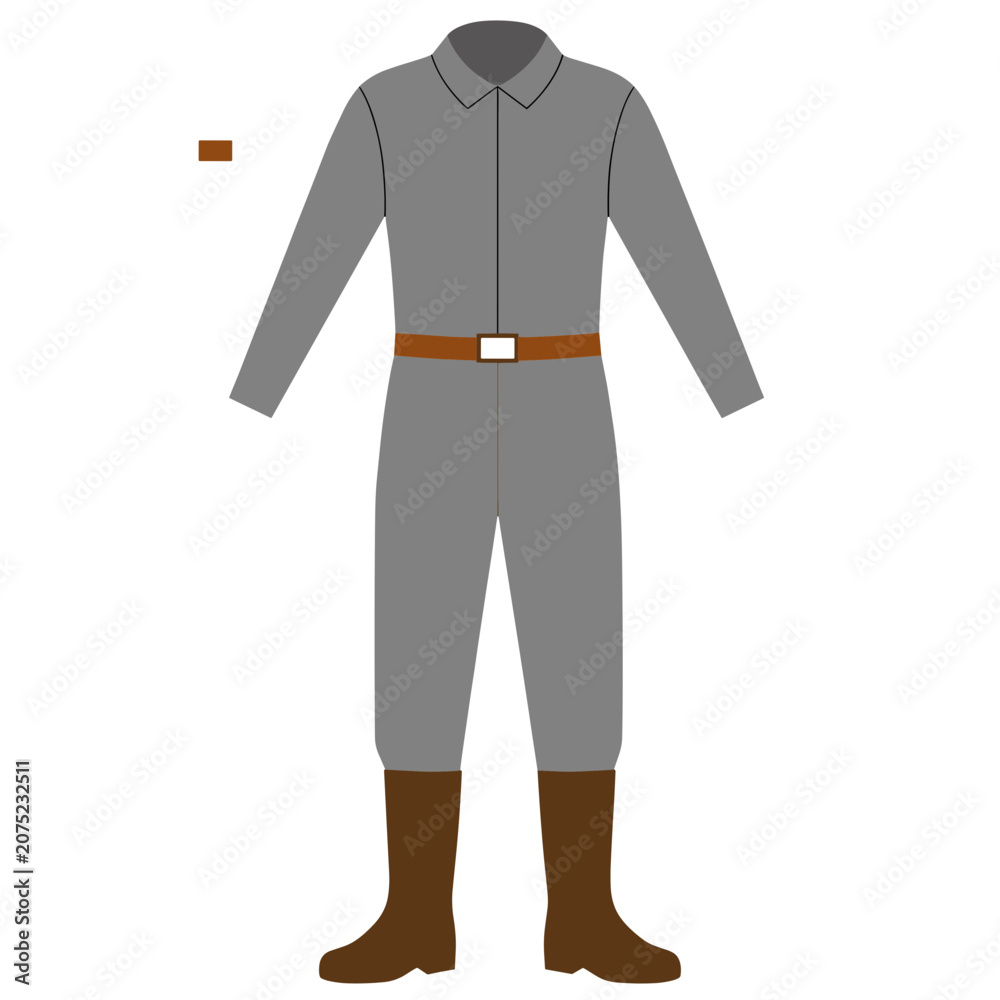 Naklejka premium Gray Work Uniform with Brown Boots and Belt