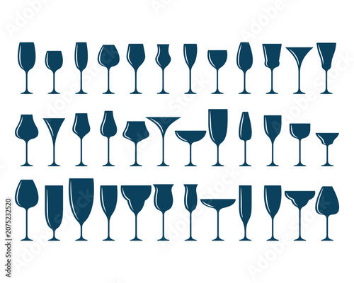 Wine Glass Silhouette Collection Vector Illustration