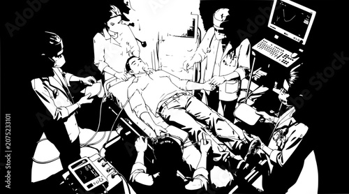 medical team working on patient in hospital