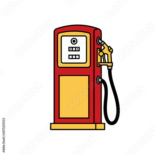 Red and yellow gas pump vector illustration