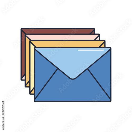 Stacked colorful envelopes vector illustration
