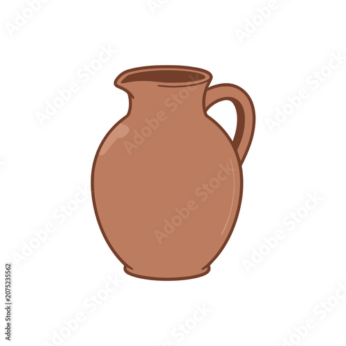 Terracotta Clay Pitcher with Handle Vector Illustration