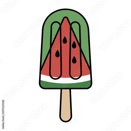Watermelon Popsicle Flat Vector Illustration