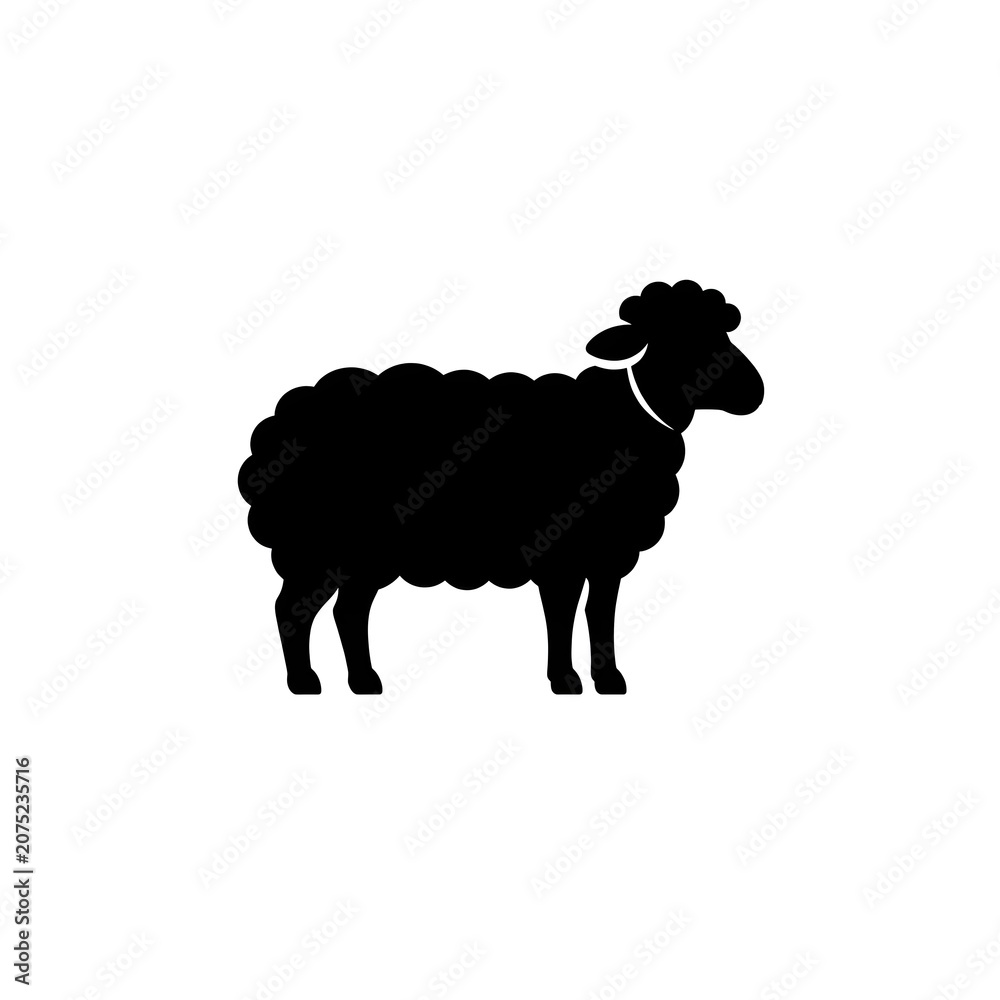 Obraz premium Black Sheep Silhouette Icon Isolated on White Background
