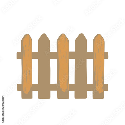 Wooden Picket Fence Vector Illustration