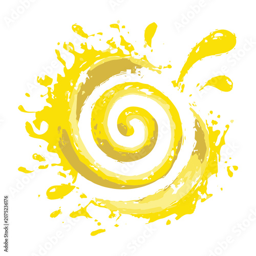 Yellow Spiral Paint Splash Vector Illustration