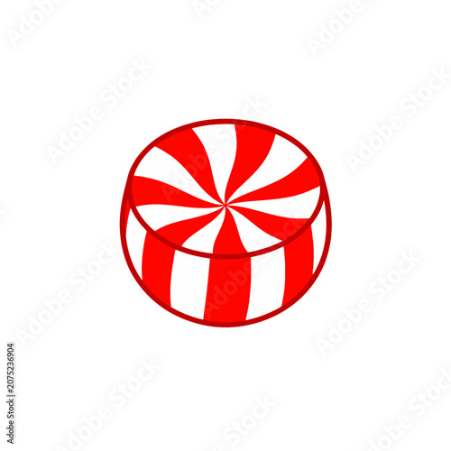 Red and white striped peppermint candy vector illustration