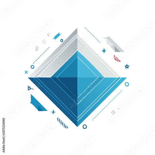 Abstract Geometric Pyramid with Flat Design Elements