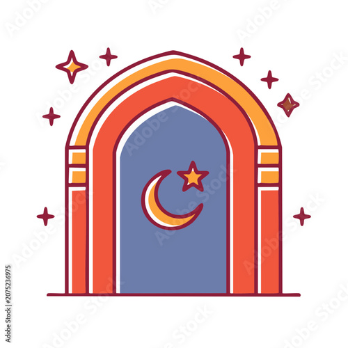 Archway with Crescent Moon and Star Symbol