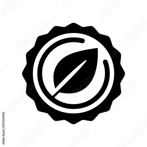 Billede på lærred Eco Certification icon featuring a leaf enclosed within a quality badge