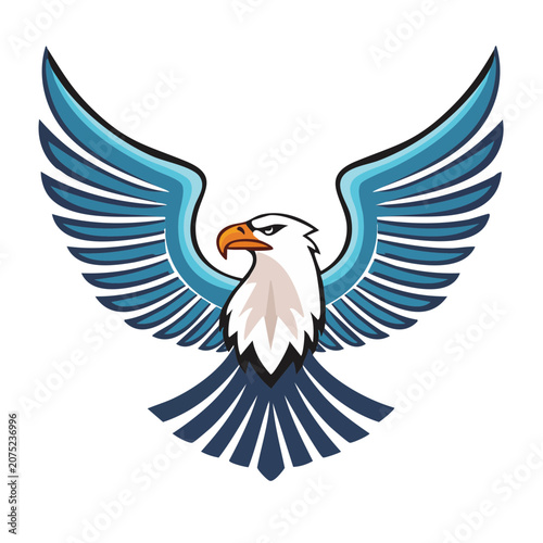 Bald Eagle with Spread Wings Flat Vector Illustration