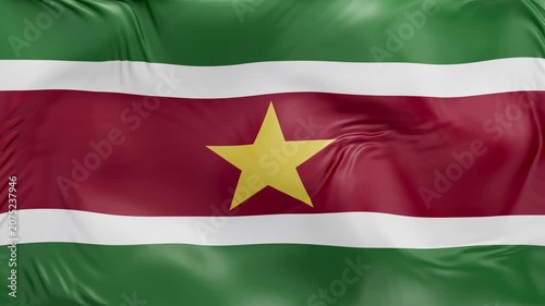 Suriname flag waving Seamless silk flag 3d animation slow motion Looping