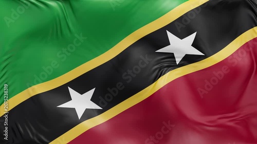 Saint kitts and nevis flag waving Seamless silk flag 3d animation slow motion Looping