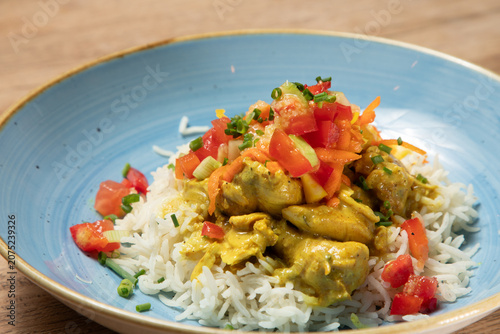 Obraz na płótnie Recette de crème citron accompagnée de riz et de poulet