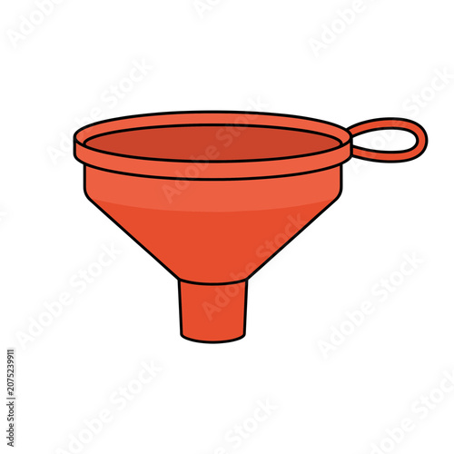 Red Funnel with Handle Vector Illustration