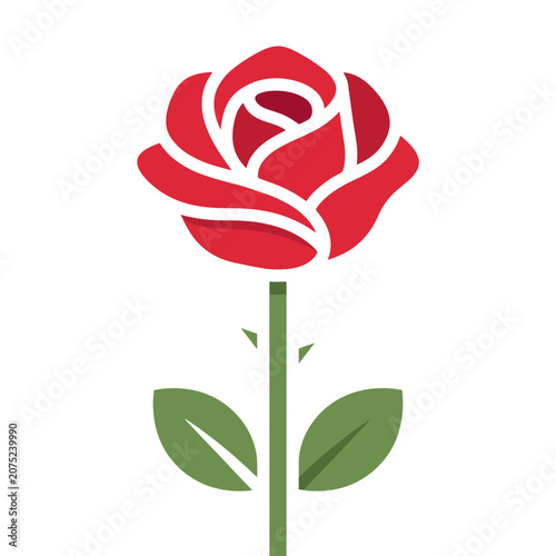 Red rose flat vector illustration