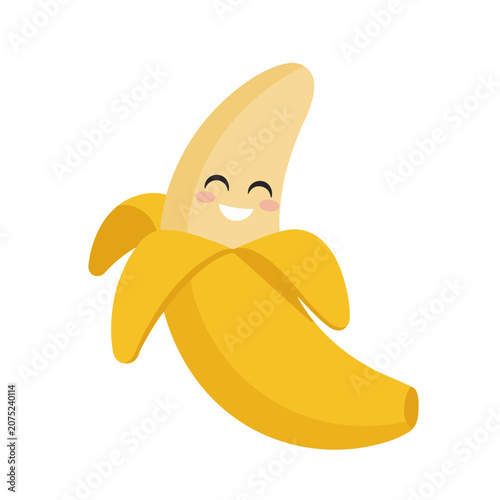 Smiling peeled banana cartoon vector