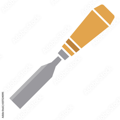 Wooden chisel flat vector icon