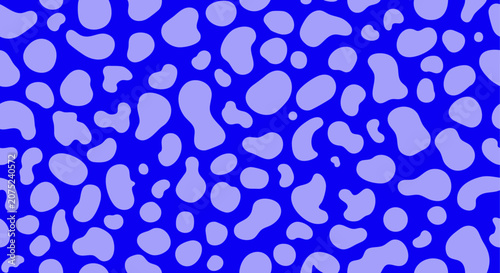 Abstract royal blue cow print seamless pattern background. Trendy spotted animal skin vector texture for textile design.
