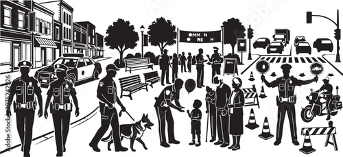 Valokuva Community policing officers and civilians interact during a street event with tr