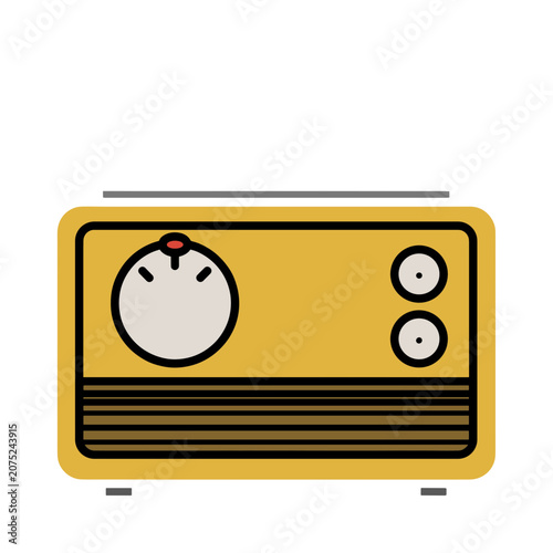 Retro Radio Flat Vector Illustration