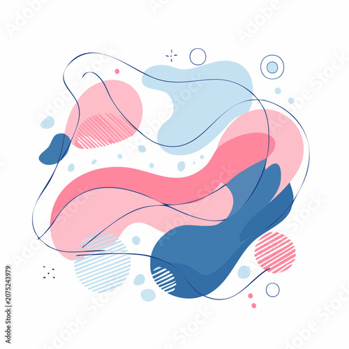 Abstract Fluid Shapes with Pink and Blue Colors