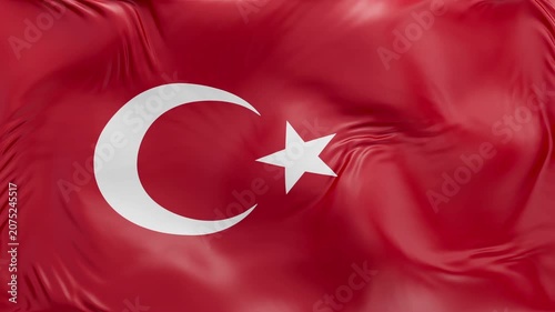 Turkey flag waving Seamless silk flag 3d animation slow motion Looping