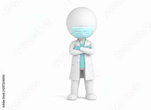 Doctor Wearing Face Mask Standing Confidently With Arms Crossed.