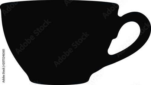 Black coffee cup, tea cup icon, mug silhouette, vector illustration