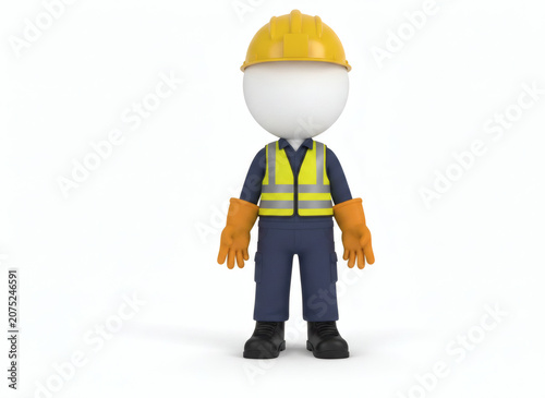 Construction worker wearing safety gear standing ready for work.