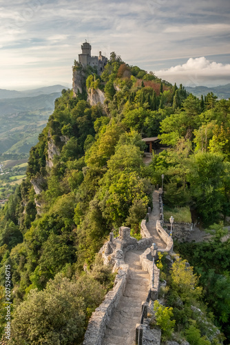 Bild auf Leinwand Stone Pathway Leading to the First Tower of San Marino, San Marino