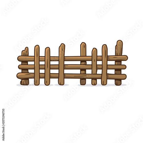 Rustic Wooden Fence Vector Illustration