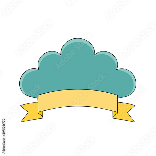 Teal cloud with yellow banner illustration
